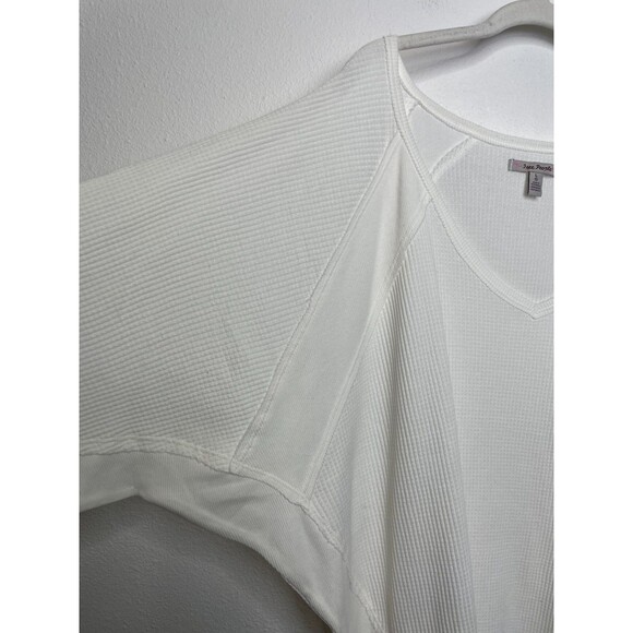 Free People Large Santa Clara Thermal Top Alabaster Ivory Waffle Knit V-Neck NWT - Picture 5 of 16